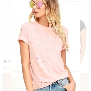 Lulus Pink Distressed T Shirt